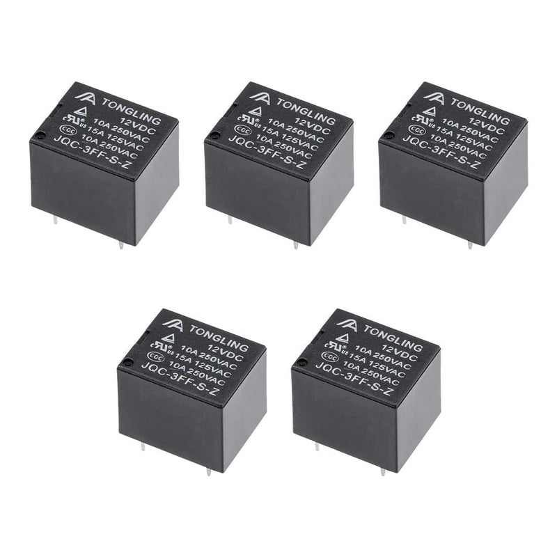 [Australia - AusPower] - uxcell 5 Pcs JQC-3FF-S-Z DC 12V Coil SPDT 5 Pin PCB Electromagnetic Power Relay 