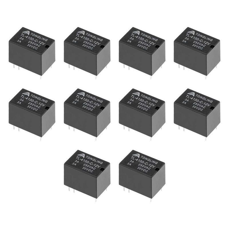 [Australia - AusPower] - uxcell 10 Pcs TL-4100-C-12V DC 12V Coil SPDT 6 Pin PCB Electromagnetic Power Relay NO+NC 