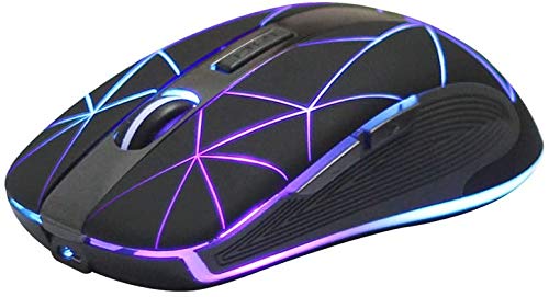[Australia - AusPower] - Rii RM200 Wireless Mouse,2.4G Wireless Mouse 5 Buttons Rechargeable Mobile Optical Mouse with USB Nano Receiver,3 Adjustable DPI Levels,Colorful LED Lights for Notebook,PC,Computer-Black 