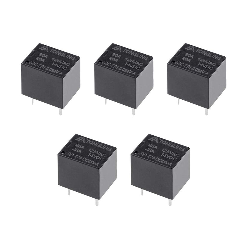 [Australia - AusPower] - uxcell 5 Pcs JQC-T78-DC24V-A DC 24V Coil SPST 4 Pin PCB Electromagnetic Power Relay 