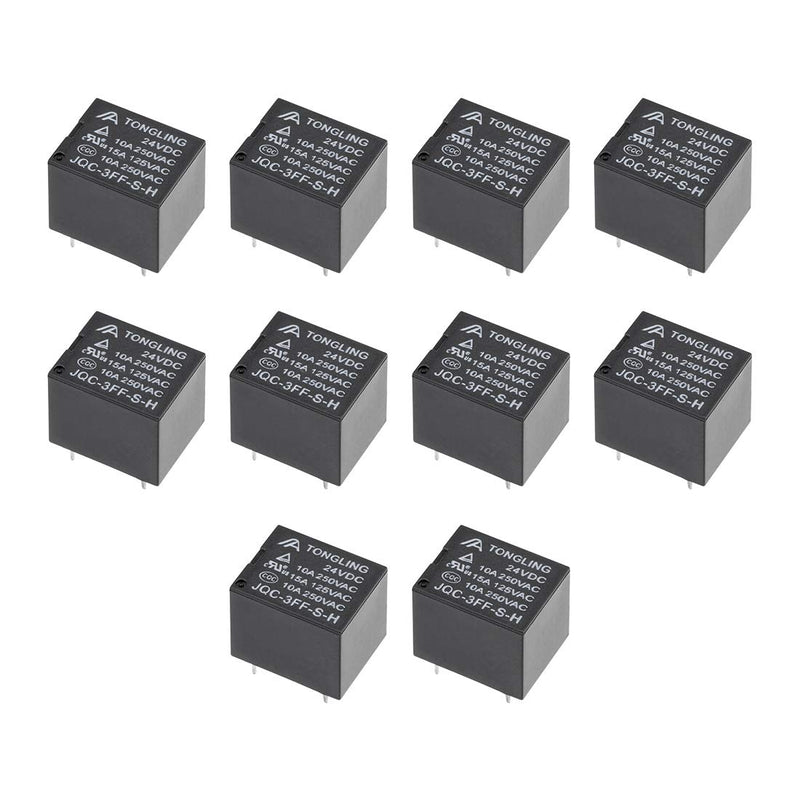 [Australia - AusPower] - uxcell 10 Pcs JQC-3FF-S-H DC 24V Coil SPST 4 Pin PCB Electromagnetic Power Relay 