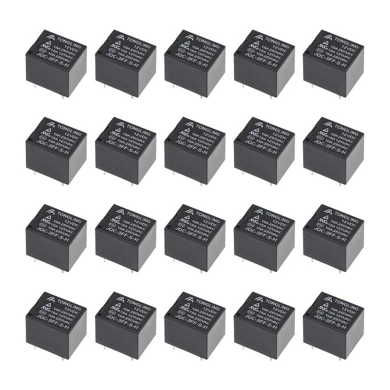 [Australia - AusPower] - uxcell 20 Pcs JQC-3FF-S-H DC 12V Coil SPST 4 Pin PCB Electromagnetic Power Relay 