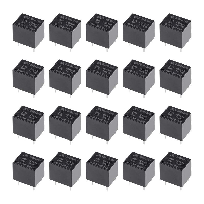 [Australia - AusPower] - uxcell 20 Pcs JQC-T78-DC12V-C DC 12V Coil SPDT 5P PCB Electromagnetic Power Relay Black Color 