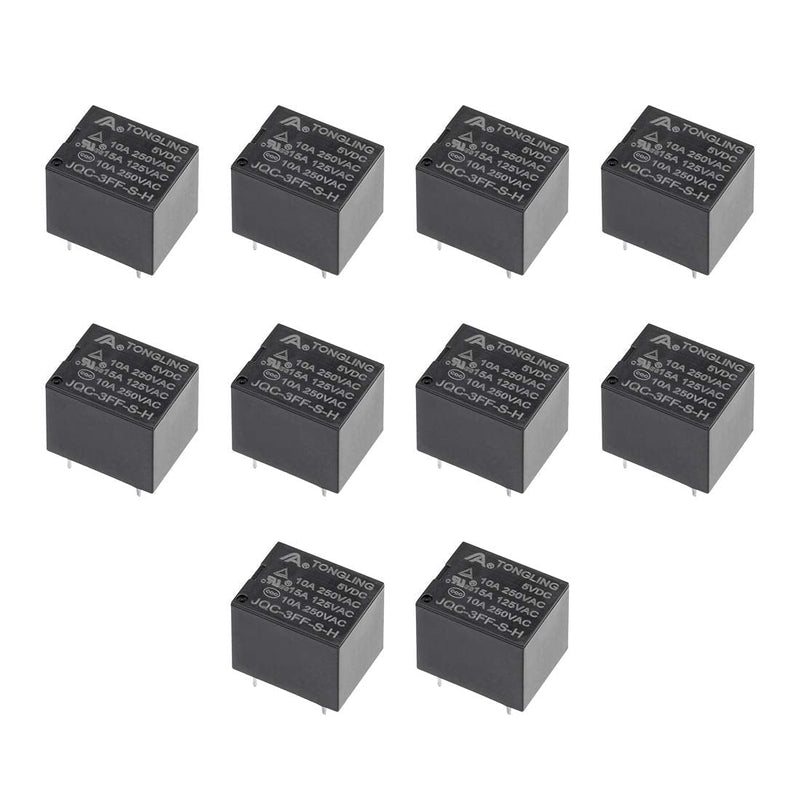 [Australia - AusPower] - uxcell 10 Pcs JQC-3FF-S-H DC 5V Coil SPST 4 Pin PCB Electromagnetic Power Relay 
