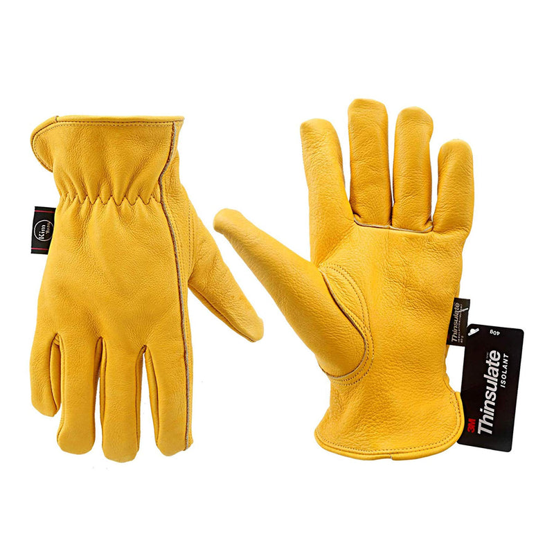 [Australia - AusPower] - KIM YUAN Winter Warm Work Gloves 3M Thinsulate Lining Perfect for Gardening/Cutting/Construction/Motorcycle, Men & Women 1 Pair Large(1 PAIR) Winter-elastic Wrist 