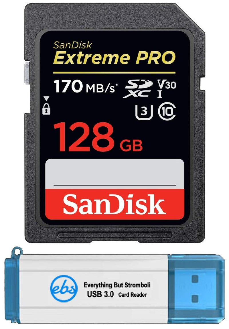 [Australia - AusPower] - SanDisk 128GB SDXC Extreme Pro Memory Card Works with Sony Alpha a7 III, a7 II, a7, a7s, a7s II Mirrorless Camera (SDSDXXY-128G-GN4IN) Bundle with 1 Everything But Stromboli 3.0 SD/Micro Card Reader 128GB Class 10 