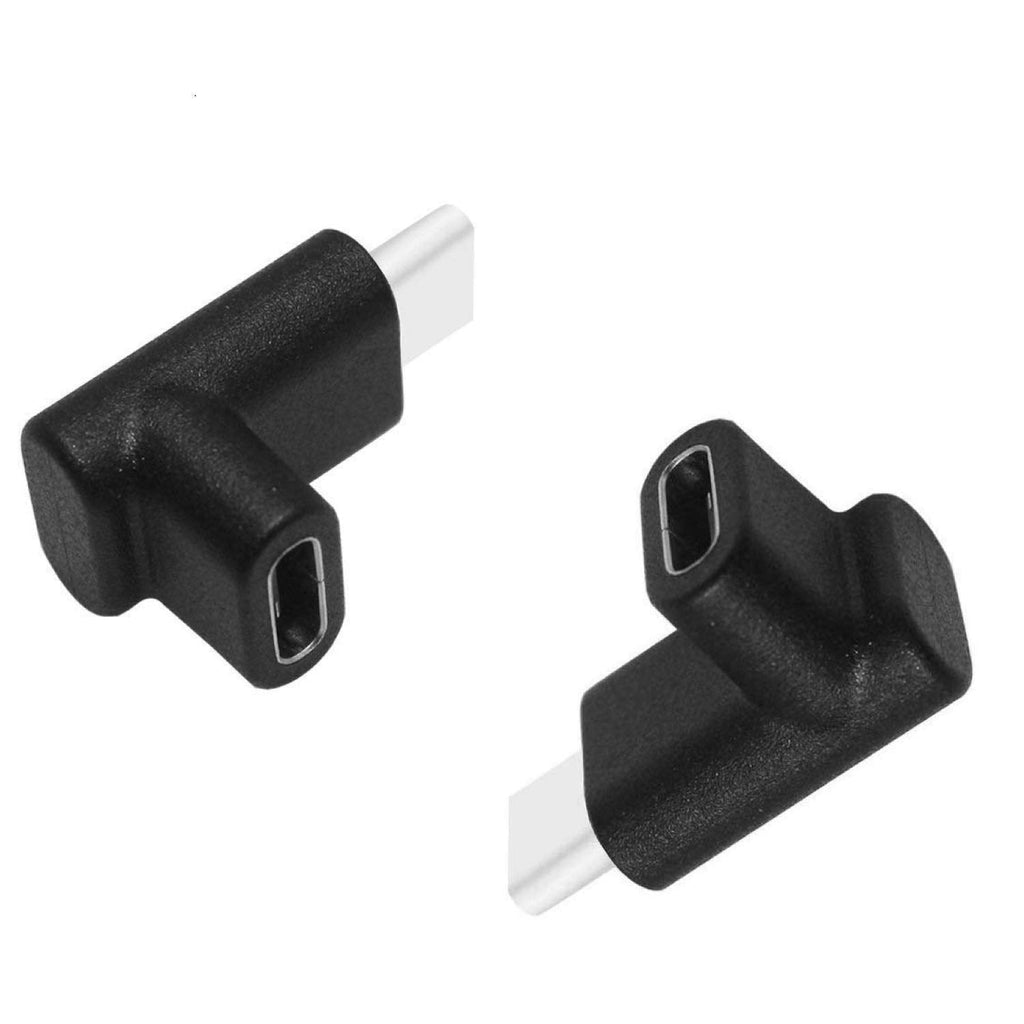 [Australia - AusPower] - GodSpin USB C Angle Adapter [2 Pack] 90 Degree USB C Type C Upward & Downward Angled USB-C Male to Female Adapter, USB 3.1 Right Angle Extension for Laptop, Tablet, VR, Camera, Smartphone (Up/Down) 
