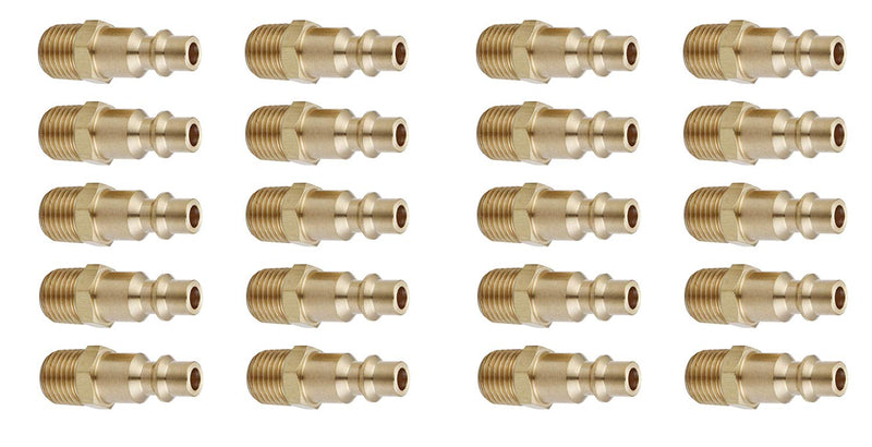 [Australia - AusPower] - T TANYA HARDWARE Air Hose Fittings And Quick Connect Air Fittings, 1/4 Inch NPT Brass Male Air Coupler Plug (20 Piece) Industrial Type D, Air Compressor Fittings Male Plug Kit 20 Piece 