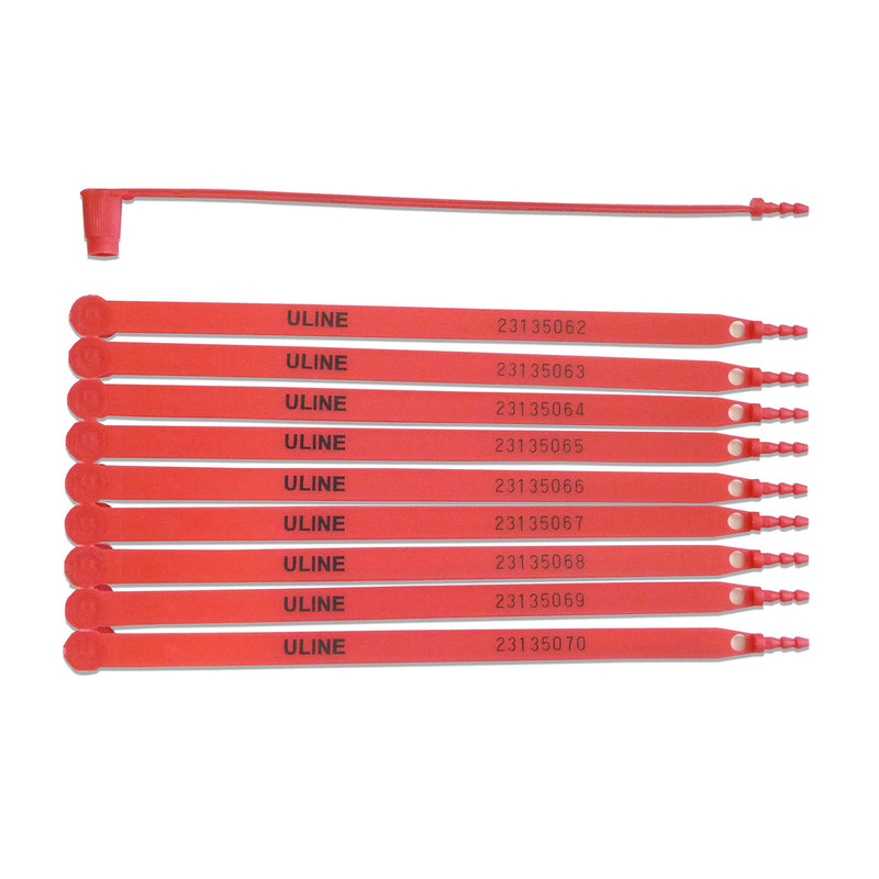 [Australia - AusPower] - Uline Plastic Truck Seals | Tamper Evident; Each Seal is Numbered Sequentially; Use for Truck, Trailer, Container | Pack of 100 (Red) 