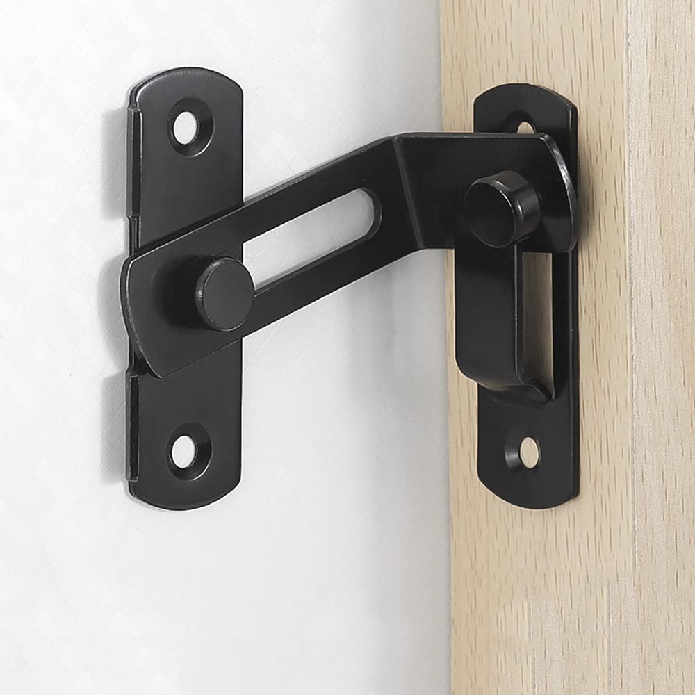 [Australia - AusPower] - Sliding barn Door Latch for Locking Sliding 90 Degree Right Angle Door Lock (1 Black) 1 black 