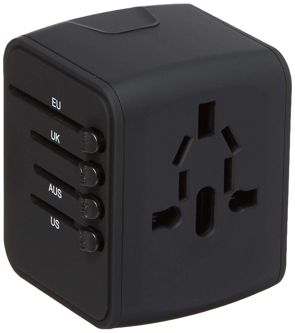 [Australia - AusPower] - Universal Travel Adapter, All-in-one International Power Adapter 2.4A Dual USB, Europe Adapter Travel Power Adapter Wall Charger UK, EU, AU, Asia Covers 150+Countries (Black) 