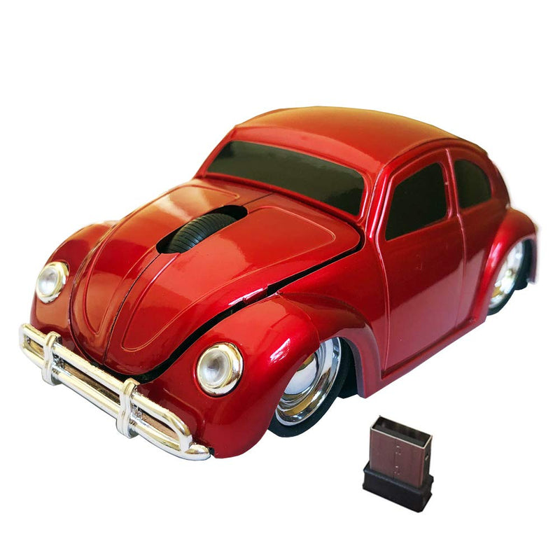 [Australia - AusPower] - Jinfili 2.4G USB Wireless Car Mouse 1967's Classical Shaped Car Computer Mouse Ergonomic Gaming Mice for Desktop Laptop PC Mac Window 10 Red 
