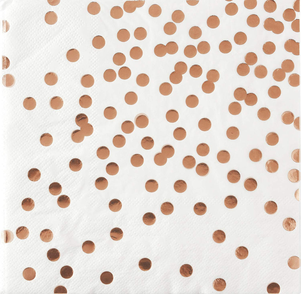 [Australia - AusPower] - ALINK 50 Rose Gold Dots Luncheon Paper Napkins, Disposable Paper Party Napkins for Birthday, Wedding, Baby/Bridal Shower, Christmas, 2- Ply 