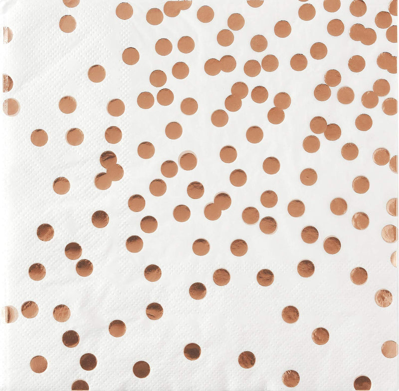 [Australia - AusPower] - ALINK 50 Rose Gold Dots Luncheon Paper Napkins, Disposable Paper Party Napkins for Birthday, Wedding, Baby/Bridal Shower, Christmas, 2- Ply 