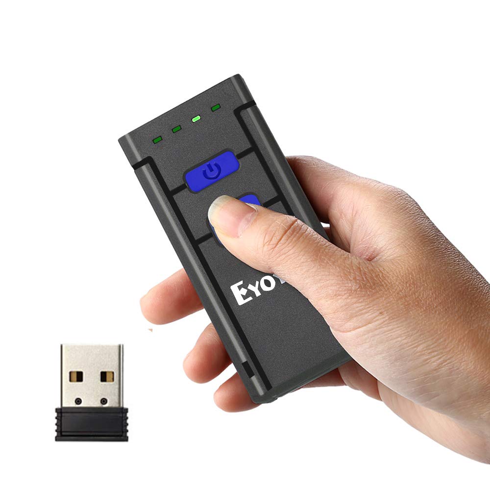 [Australia - AusPower] - Eyoyo Mini 1D Wireless Barcode Scanner Bluetooth,3-in-1 Bluetooth&2.4G Wireless&Wired Connection, Portable Inventory Bar Code Reader Compatible with iPhone, Android, Windows, Mac Tablets or Computers 