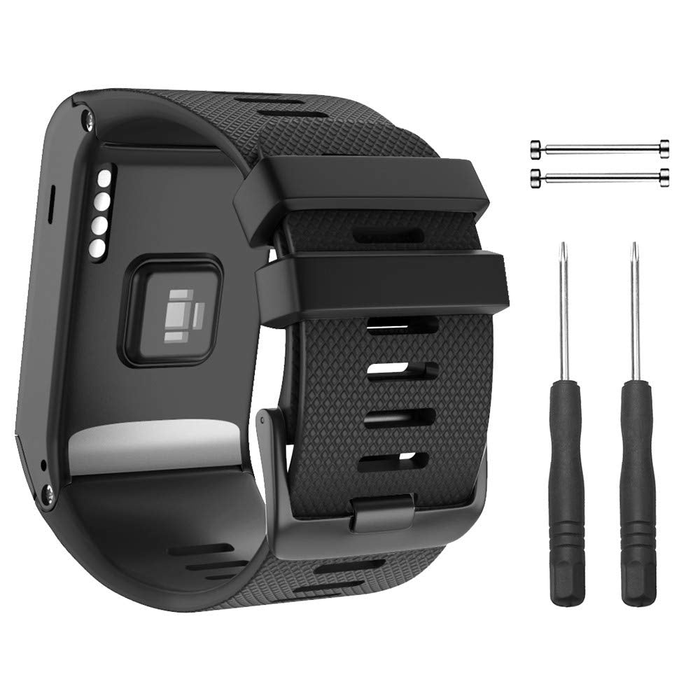 [Australia - AusPower] - NotoCity for Garmin Vivoactive HR Strap, Soft Silicone Replacement Watch Band ONLY Compatible Vivoactive HR Sports GPS Smart Watch with Adapter Tools BLACK 