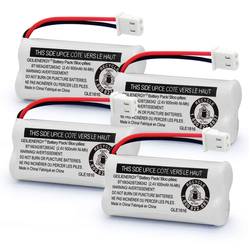 [Australia - AusPower] - GEILIENERGY Replacement Battery BT166342 / BT266342 BT183342/BT283342 BT166342/BT266342 Compatible for Cordless Telephones CS6114 CS6419 CS6719 EL52300 CL80111(Pack of 4) 4 Pack BT166342 Batteries 