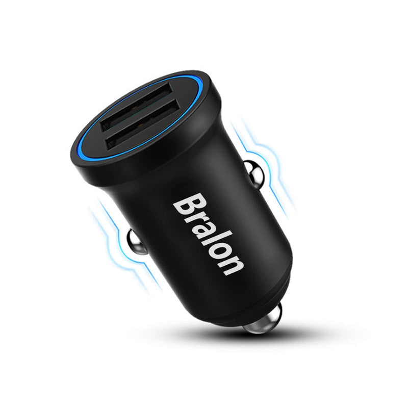 [Australia - AusPower] - USB Car Charger, Bralon Zinc Alloy 24W/4.8A 2 USB Port Fast Car Charger Adapter Flush Compatible with iPhone 11 Pro(max)/Xs/Xr/X/8,Pad,Galaxy Note S10/S9/S8 and More 1Black 
