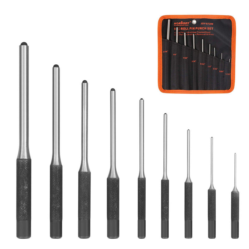 [Australia - AusPower] - 9 Pieces Roll Pin Punch Set, Gunsmithing Removing Repair Tool with Holder for Automotive, Watch Repair,Jewelry and Craft 