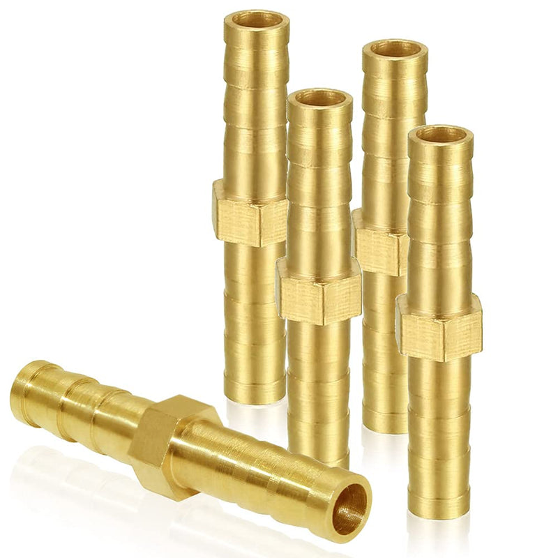 [Australia - AusPower] - Joywayus 3/8" ID Hose Barb Fitting Hex Union Brass Fitting Water/Fuel/Air (Pack of 5) 3/8 Inch 5PCS 