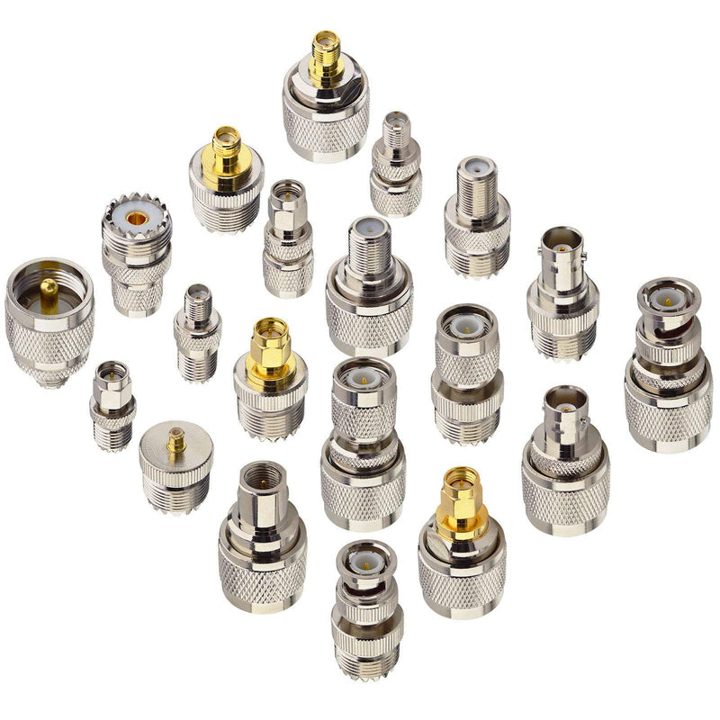 [Australia - AusPower] - onelinkmore 20 Type Set UHF PL259 SO239 Mini UHF Adapter Kits UHF to SMA/BNC/MCX/FME/F/TNC/Mini UHF RF Coaxial Adapter Male Female Coax UHF VHF HF Radios Adapter Connector Kit … Black 