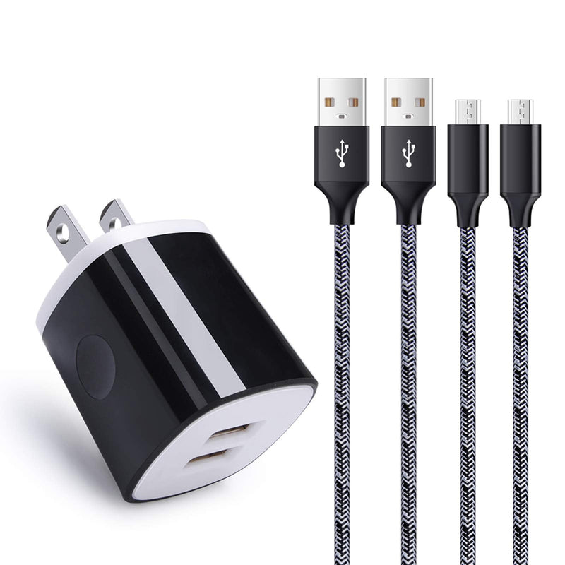 [Australia - AusPower] - Android Charger Micro USB Cord, Wall Charger Block Fast Charge Android Phone Cable Compatible for Samsung Galaxy S7 S6 S5 J7 J8 J6 J5 J4 J3 J2 J1,LG K40 K30 K50 K20 K10 G3,Moto E4 E5 E6 G4 G5 G6 Play Black White 