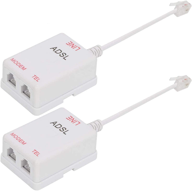 [Australia - AusPower] - Uvital in-line DSL Filter Splitter/in-line DSL Filter RJ11 6P2C Male to 2 Female Telephone Modem ADSL Splitter Filter White 2 Pack 