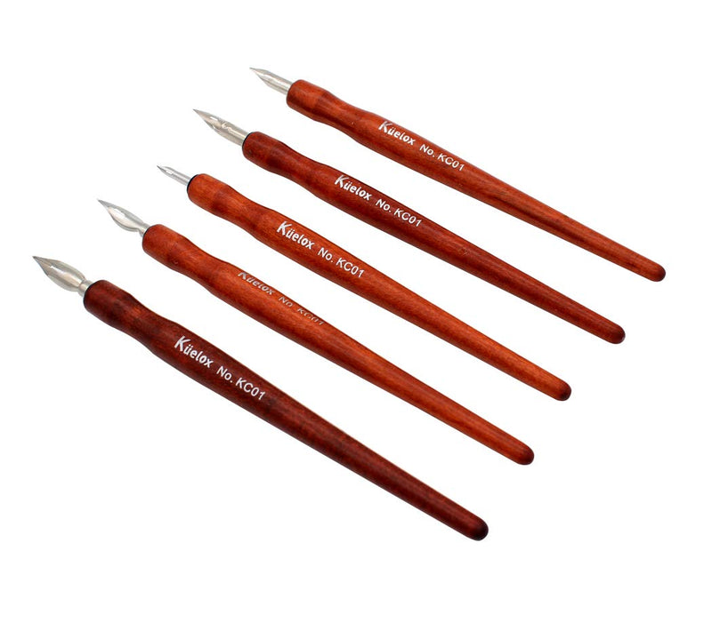 [Australia - AusPower] - Hillento Comic Dip Pen Set, 5 Wooden Pen Handler Artist Cartoon Pen Set Calligraphy Dip Pens with 5 Nibs - Great for Manga/Comic/Calligraphy/Word Art/Pen-and-Ink Drawing 