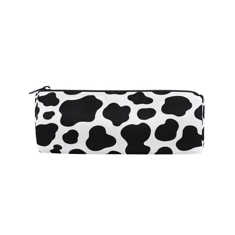 [Australia - AusPower] - Zipper Pencil Case Cow White Black Spot Pattern Roll Pencil Pen Bag Holder Makeup Pouch Bag 