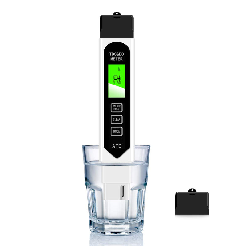 [Australia - AusPower] - TDS Meter Digital Water Tester, Accurate Professional 4-in-1 TDS, Temperature and EC Meter, 0-9990ppm, Ideal Water Test Meter for Drinking Water, Aquariums (CR2032 Battery) 