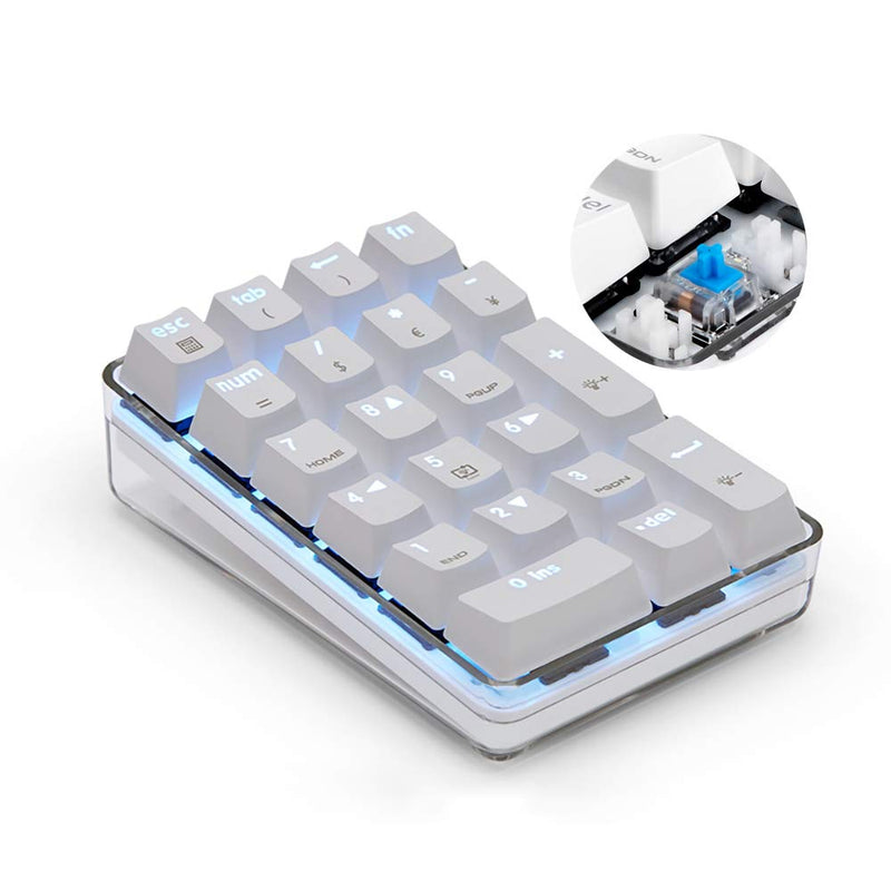 [Australia - AusPower] - Magicforce Number Pad, Mechanical USB Wired Numeric Keypad with Blue LED Backlit 21-Key Numpad for Laptop Desktop Computer PC Blue 