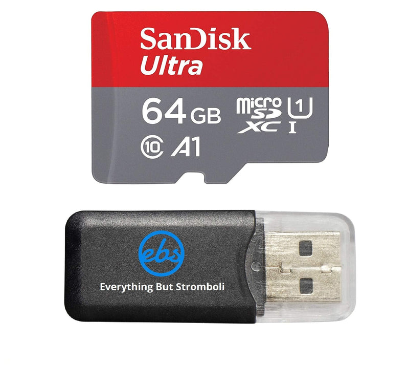[Australia - AusPower] - SanDisk 64GB Ultra Micro SDXC Memory Card Bundle Works with Samsung Galaxy J3 (2018), J4, J6, J8, Amp Prime 3 Phone UHS-I Class 10 (SDSQUAR-064G-GN6MN) Plus Everything But Stromboli (TM) Card Reader 