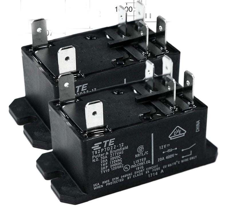 [Australia - AusPower] - TE CONNECTIVITY/Potter & BRUMFIELD T92P7D22-12 Power Relay, 12VDC, 30A, DPST-NO, Flange (Pack of 2) 