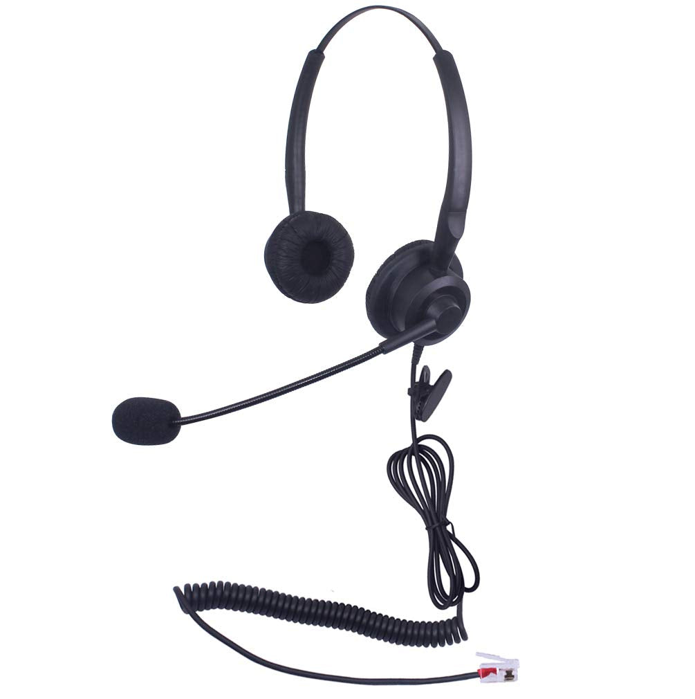 [Australia - AusPower] - Vanstalk Corded Telephone Headset RJ9 Binaural with Noise Canceling Microphone, Compatible with Plantronics M10 M12 M22 Vista Modular Adapters and Cisco 7960 7942 7942G 7861 IP Phones(VT201J2C) Dual VT201J2C 