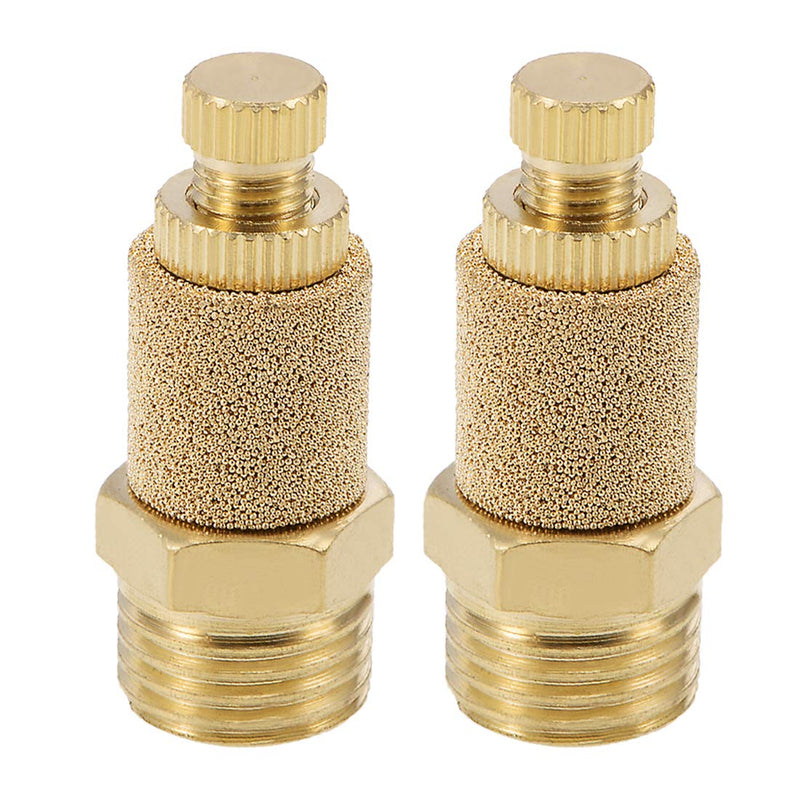 [Australia - AusPower] - uxcell Top Adjustable Pneumatic Air Exhaust Silencer Muffler Copper 1/4 BSPT Gold Tone 2pcs 