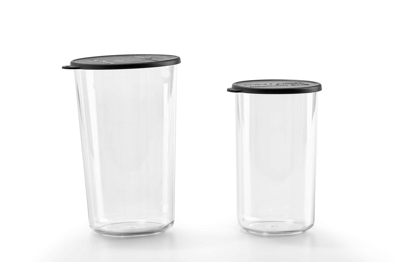 [Australia - AusPower] - BAMIX 400ml and 600ml Beakers with Lids – Set of 2 – Practical and Durable Containers – Perfect Accessory to Immersion Blenders – Freezer, Microwave, and Dishwasher Safe – BPA-Free 400ml / 600ml Beaker Clear 