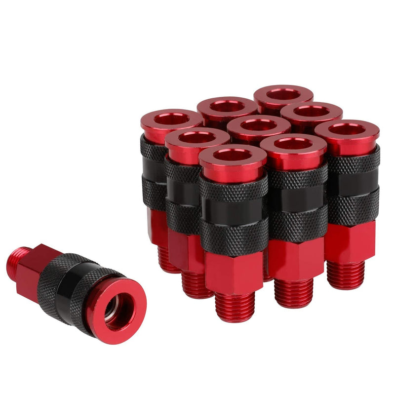 [Australia - AusPower] - WYNNsky Air Compressor Accessories Fitting, AMT Style Universal Air Coupler with 1/4''NPT Male Threads, 10 Pieces Air Hose Fittings 10PCS Male Coupler 