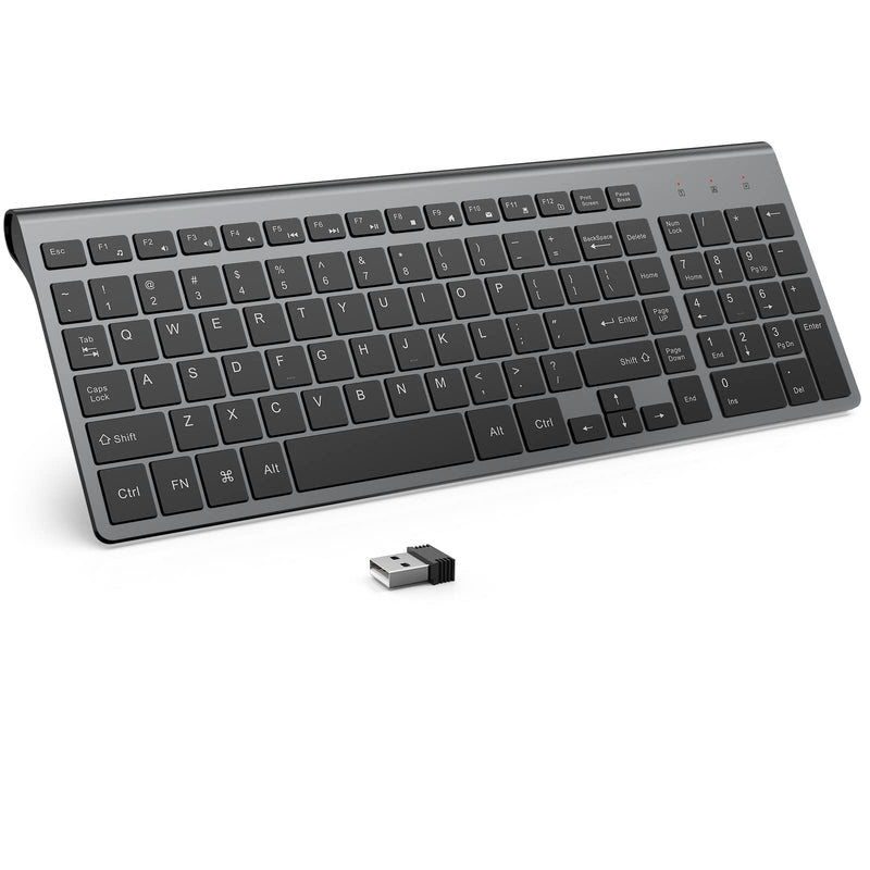 [Australia - AusPower] - Wireless Keyboard, J JOYACCESS 2.4G Slim and Compact Wireless Keyboard with Numeric Pad for Laptop, MacBook Air, Apple, Computer, PC(Black and Grey) Black 