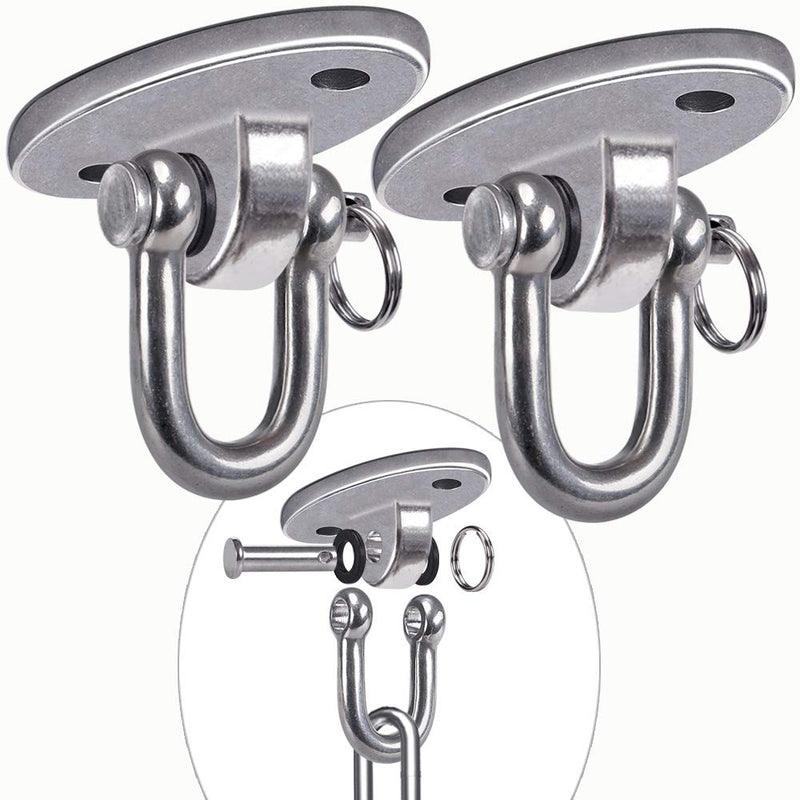 [Australia - AusPower] - SELEWARE 2 Pieces 2000 lb Capacity Stainless Steel 180° Swing Hangers, Heavy Duty Swing Hooks for Concrete Ceiling Wooden, Hanging Hardware for Por Porch Playground Hammock Gym Swing Sets 