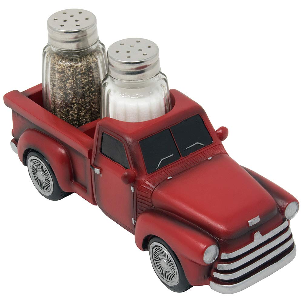 [Australia - AusPower] - Vintage Pickup Truck Salt and Pepper Shaker Set or Decorative Spice Rack in Antique Look for Farm Country Kitchen Décor Figurines and Rustic Bar Decorations or Classic Gifts for Farmers 