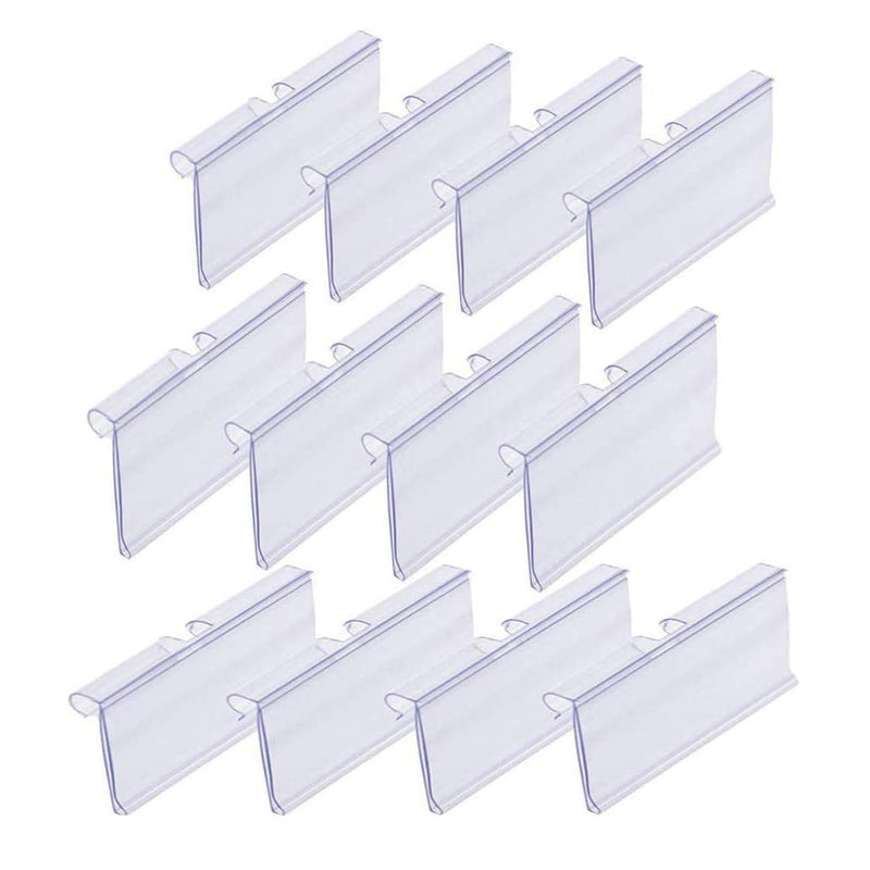[Australia - AusPower] - Qincling Pack of 60 Clear Plastic Label Holder, Double Hook Wire Shelf Retail Price Tag Label Holder Merchandise Sign Display Holder (4 * 8cm/1.57 * 3.15in) 