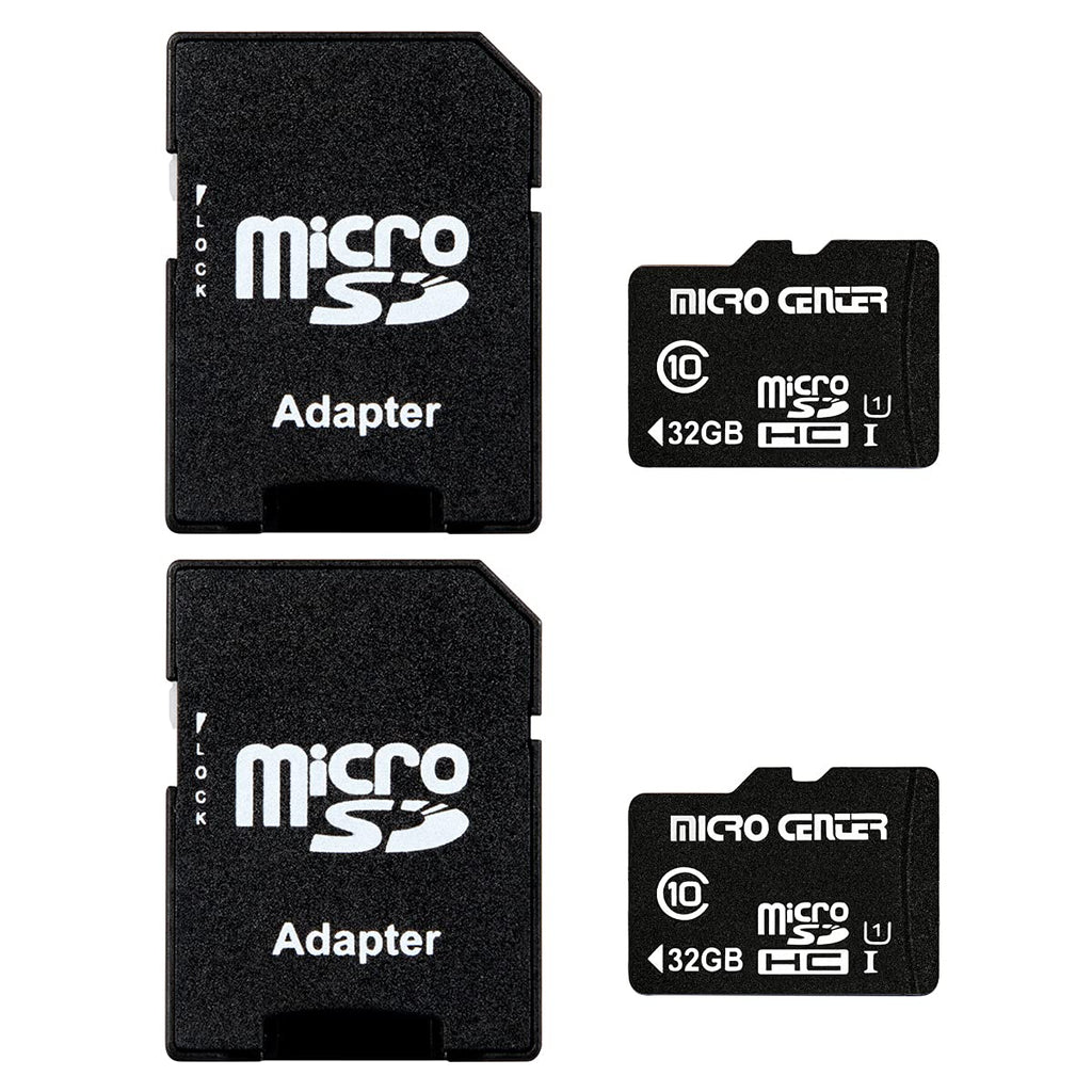 [Australia - AusPower] - Micro Center 32GB Class 10 Micro SDHC Flash Memory Card with Adapter for Mobile Device Storage Phone, Tablet, Drone & Full HD Video Recording - 80MB/s UHS-I, C10, U1 (2 Pack) 32GB - 2 pack 
