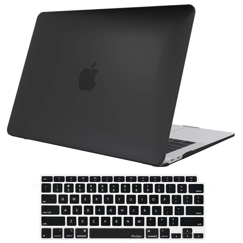 [Australia - AusPower] - ProCase MacBook Air 13 Inch Case 2020 2019 2018 Release A2337 M1 A2179 A1932, Hard Case Shell Cover for MacBook Air 13-inch Model A2179 A1932 with Keyboard Skin Cover -Black Black 