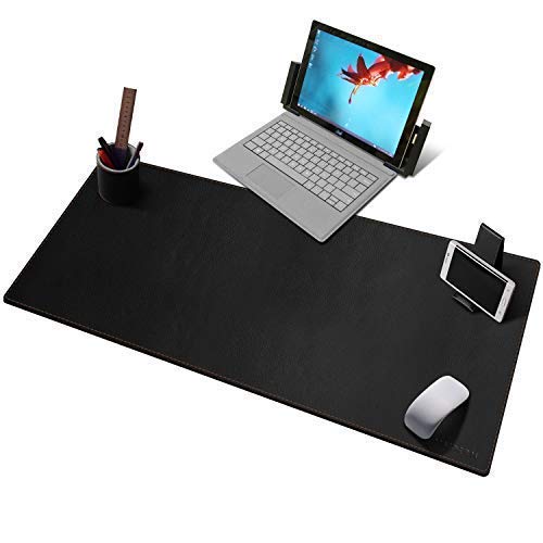 [Australia - AusPower] - Maidern Leather Desk Pad,39.3"x15.7"Extended Large PU Leather Desk Mat Blotter,Waterproof/odorless Leather Mouse,Computer Desk Mat for Office/Home,Give Away Pen Holder and Cell Phone Stand(Black) Black 100*40cm 