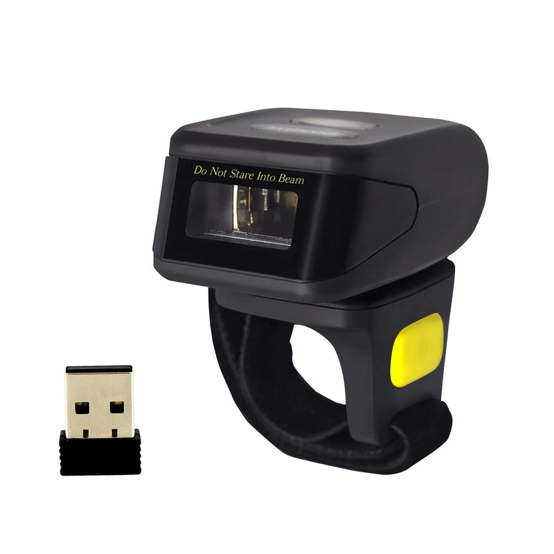 [Australia - AusPower] - Bluetooth Wireless Ring Barcode Scanner, Symcode 1D Compatible with Bluetooth Function & 2.4GHz Wireless & Wired Connection, Portable Wearable Mini Finger Bar Code Reader 
