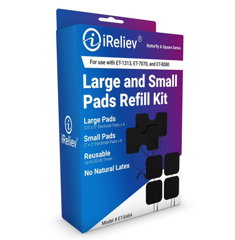 [Australia - AusPower] - iReliev OTC Large and Small Electrode Pads Refill Kit, 12 Electrodes. 8 Small and 4 Large Electrode Pads 