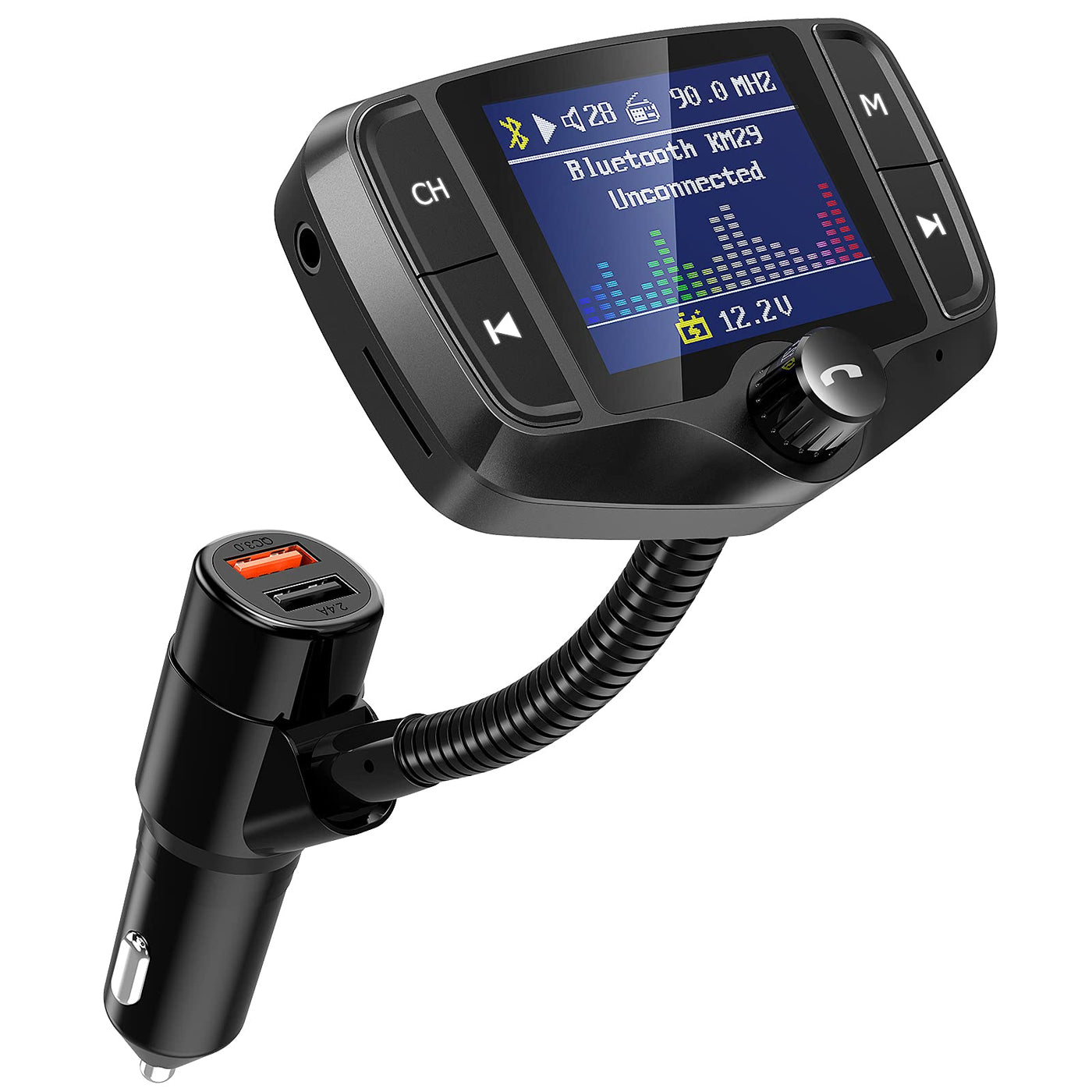 Nulaxy Bluetooth FM Transmitter, 1.8 Inch Display Car Charger