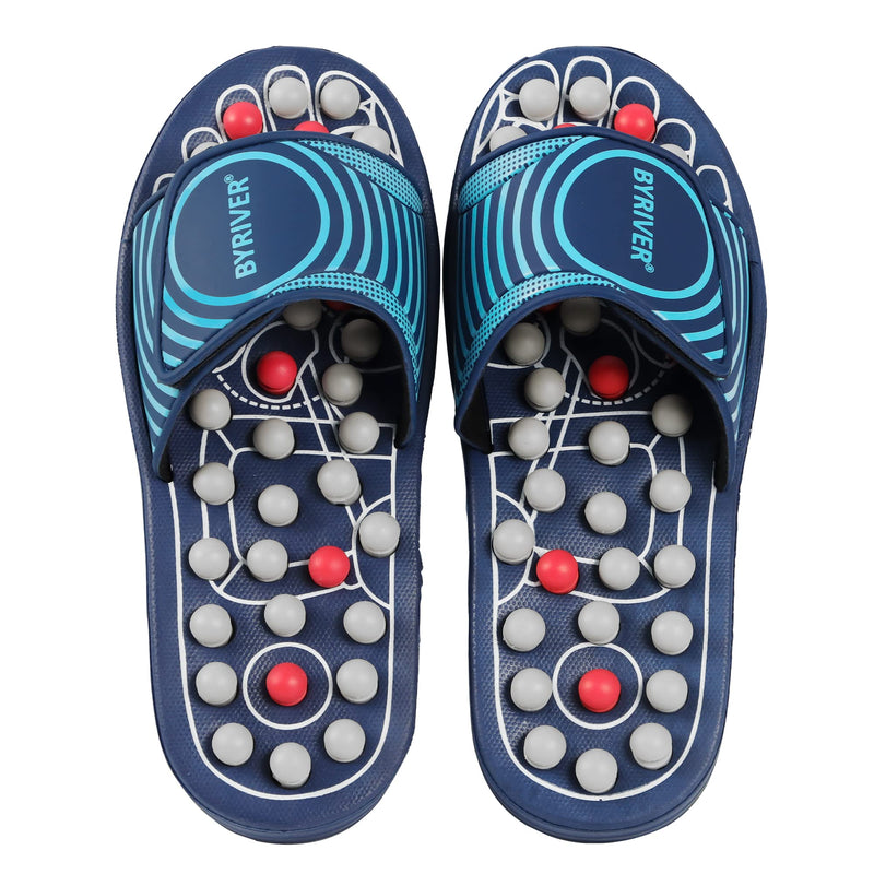 [Australia - AusPower] - BYRIVER Reflexology Foot Massager Tools, Acupuncture Massage Slippers Shoes Sandals Mat, Stress Plantar Fasciitis Relief Gifts for Men Women, Relieve Heel Arch Arthritis Neuropathy Pain (05M) Blue Spring Slippers Women(9-11) Men(7-9) 