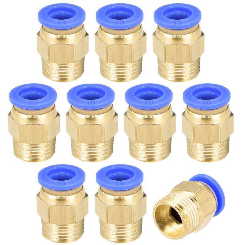 [Australia - AusPower] - uxcell Straight Pneumatic Push to Quick Connect Fittings G3/8 Male x 10mm Tube OD 10pcs 