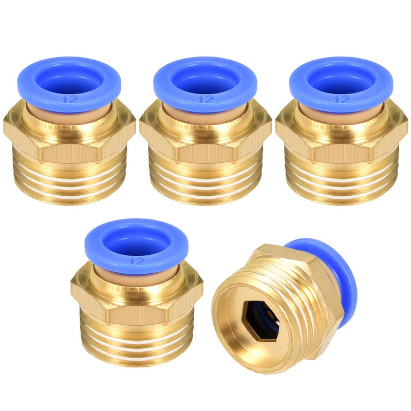[Australia - AusPower] - uxcell Straight Pneumatic Push to Quick Connect Fittings G1/2 Male x 12mm Tube OD 5pcs 